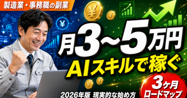 製造業・事務職の「AI副業」、月3〜5万円を稼ぐ現実的ロードマップ【2026年版】