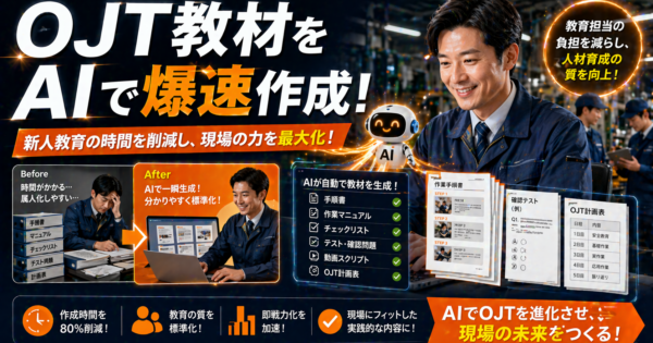 新人・中途社員のOJT教材をAIで爆速作成【OJT教材・作業手順書・安全教育テキストのたたき台をA Iで作る方法】
