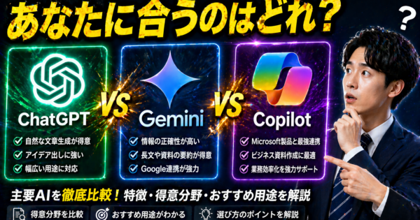 ChatGPT・Gemini・Copilot比較——製造業・事務職が自分に合った1本を選ぶ方法【2026年版】