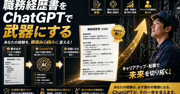 ChatGPTで職務経歴書を書く方法【製造業・事務職のAIスキルを武器にする転職対策2026】