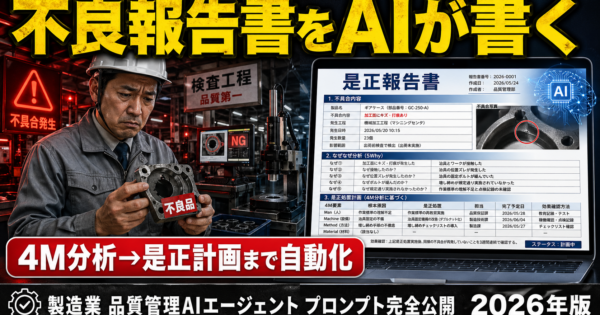 製造業の不良品発生→原因分析→是正報告書を自動化するAIエージェント【品質管理担当者向けプロンプト完全公開2026年版】