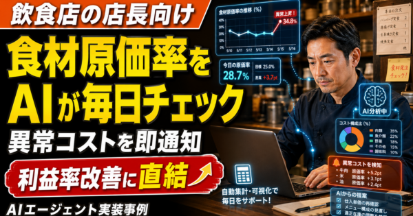 飲食店の店長向け、日次食材原価率チェックと異常検知AIエージェント