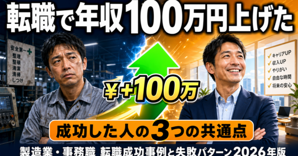 製造業・事務職が転職で年収100万円上げた人の3つの共通点【成功事例と失敗パターン2026年版】