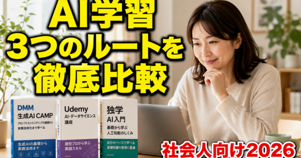 AI学習どれを選ぶ？『DMM 生成AI CAMP・Udemy・独学』完全比較【2026年5月版】