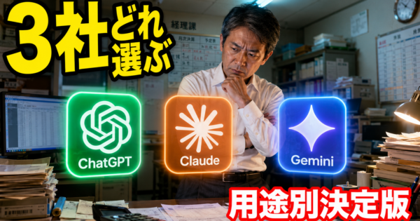 ChatGPT・Claude・Gemini 完全比較2026年5月版 ─ 製造業・事務職35-50歳が稟議書/経理/議事録の3用途で選ぶ決定版【実プロンプト3本】