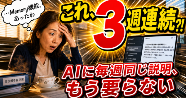 ChatGPT Memory機能を業務で『育てる』方法｜製造業・事務職の文脈保持AIワークフロー2026年版