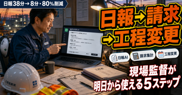 中小建設会社の『日報→請求→工程変更』AIエージェント ─ 現場監督が明日から使える5ステップ実装プロンプト集【2026年5月版】