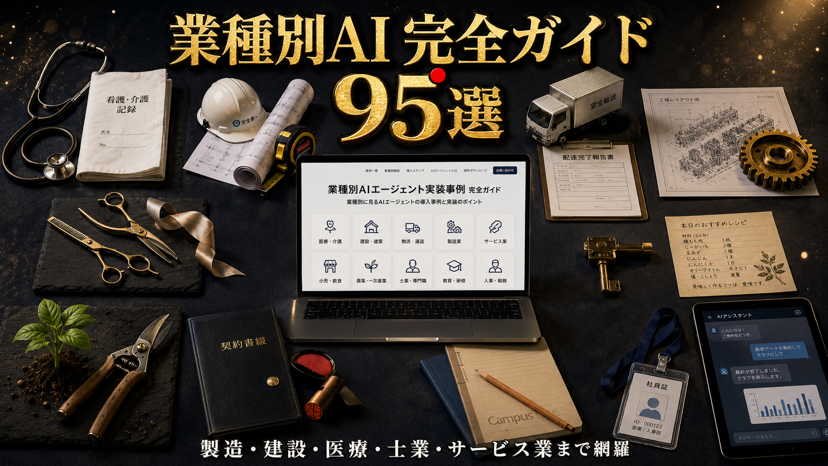 業種別AIエージェント実装事例 完全ガイド95選【製造・建設・医療・士業・サービス業まで2026年版】