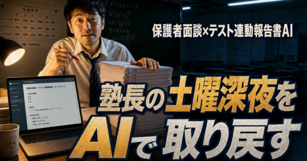 中小学習塾の『保護者面談 × テスト結果連動報告書』AIエージェント【塾長の土曜深夜を救う実装プロンプト2026】