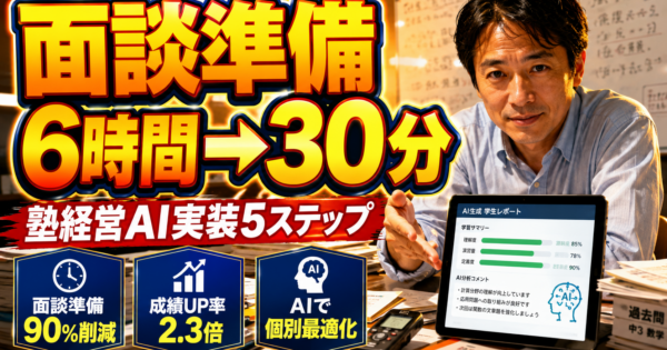 個人経営学習塾の『保護者面談→学習計画→宿題管理』AIエージェント ─ 教室長オーナーが明日から使える5ステップ実装ロードマップ＋実プロンプト3本【2026年5月版】