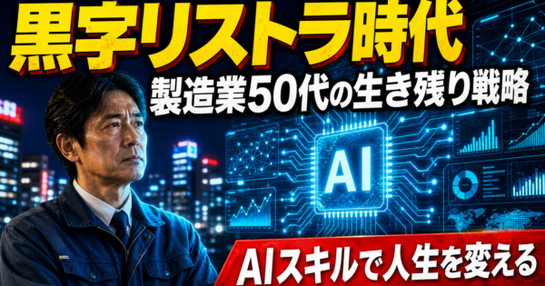 【2026年黒字リストラ時代】製造業40〜50代が「次の20年」を生き抜くAIスキル戦略——三菱電機・マツダ・パナソニックの希望退職から学ぶ実践ガイド