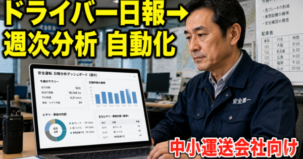 配車事業の『ドライバー安全運転日報→週次分析レポート』を自動生成するAIエージェントの作り方【物流・運送2026】