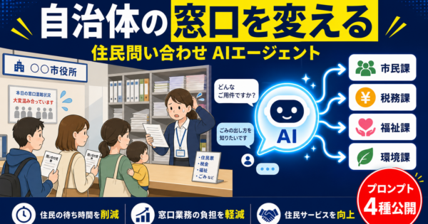 【中小自治体】住民問い合わせAI一次受付エージェント——転入転出・補助金・ゴミ出しの紙文化を変える【プロンプト4種完全公開2026年版】