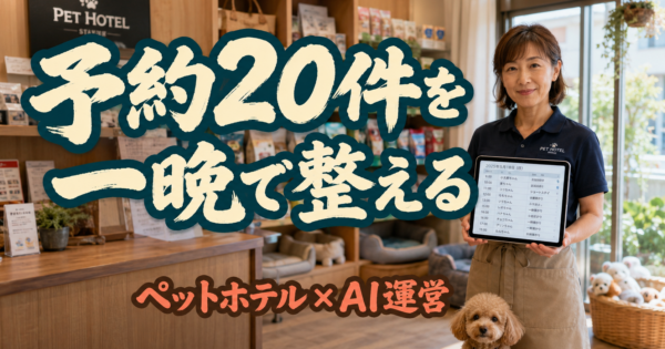 個人ペットホテル・トリミングサロンの『預かり台帳×季節キャンペーン』AIエージェントの作り方【ペット業2026】