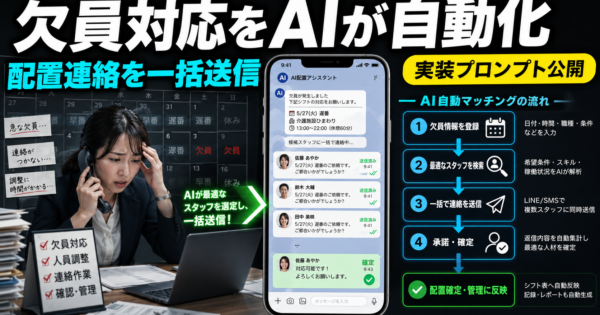 人材派遣会社の「スタッフ配置・急な欠員対応」AIエージェント【電話・メール連絡を自動化する実装プロンプト公開】