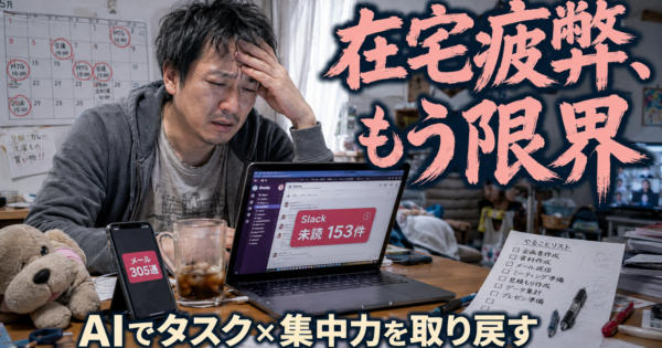 在宅勤務社員の『集中力管理×タスク分解』AIエージェント完全ガイド【リモートワーク疲弊解消2026】