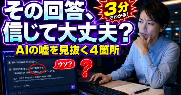 AIハルシネーション対策｜事務職が\”もっともらしい嘘\”を3分で見抜く確認術【2026】