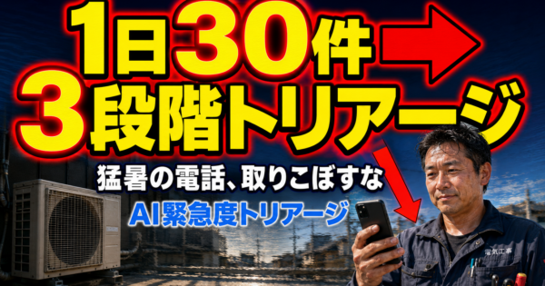 常連を失った夏の教訓——電気工事店のエアコン問い合わせをAIが〔緊急度×即日可否〕で仕分ける【2026】