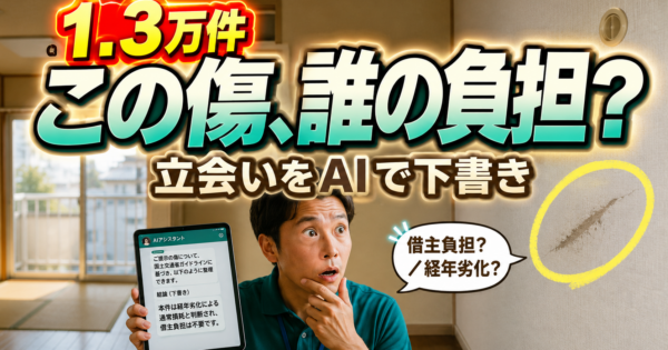退去トラブル相談は年1.3万件——原状回復の立会い所見・負担区分の説明・敷金精算を「下書き」までAIに任せる賃貸管理術【管理会社/大家2026】