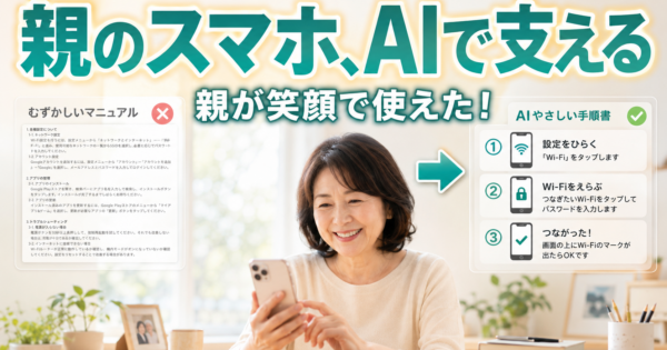 離れて住む子が親のスマホを支える——AIで\”親専用手順書\”を作る方法【2026】