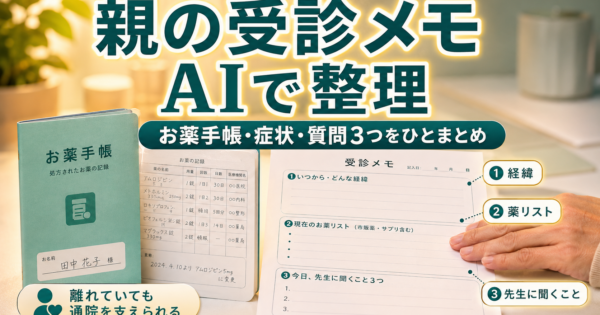 診察室を出たら忘れてしまう——親の受診メモとお薬の記録をAIで整理する方法【2026】