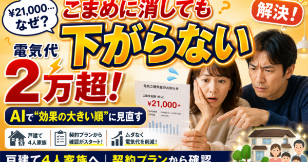 電気代、こまめに消しても下がらない——AIで\”効果の大きい順\”に見直す【2026】