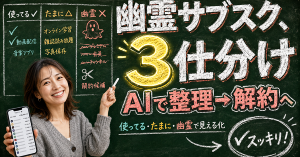 使ってないサブスク、誰が入れた?——AIで\”わが家の定額\”を3仕分けして解約まで【2026】