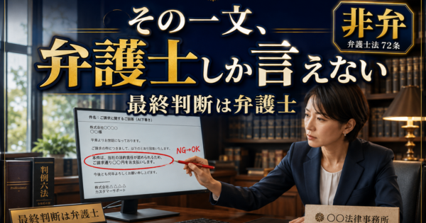 法律事務所の問い合わせ効率化をAIで｜弁護士法72条の\”線\”がわかる返信ドラフト赤入れ添削【2026】