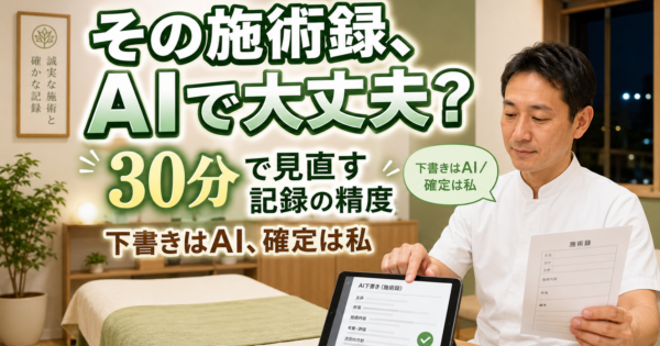 「その施術録、AIに下書きさせて大丈夫？」接骨院・整骨院の予約・問診・記録をAIで整える現実解【柔道整復師2026】