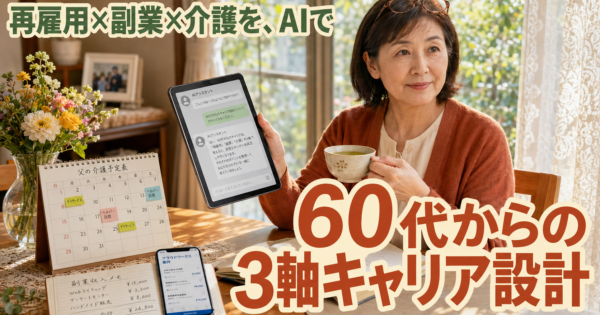【再雇用＋在宅副業＋介護】60代女性の “3軸キャリア設計” AI完全ガイド【月+5万円から始める2026】