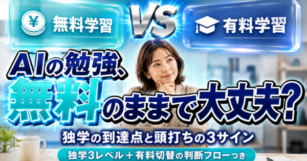 AI学習は無料でどこまで？独学の到達点と『有料に切り替える』3つの判断基準【2026】