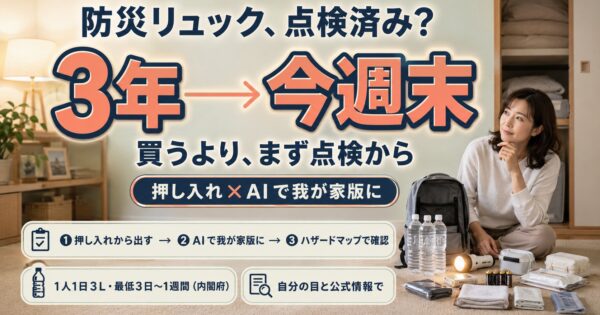 防災リュックの中身、最後に見たのはいつ？AIで家族の備えを点検【2026】