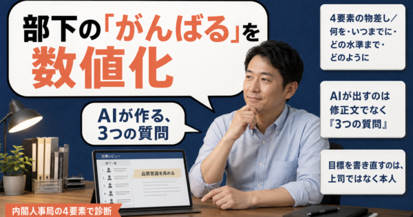部下の目標『がんばる』を上司がAIで数値化する添削術【2026】