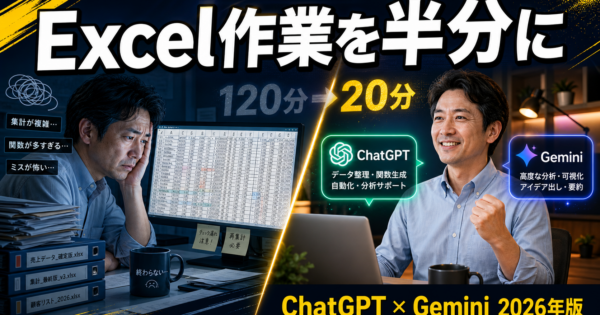 ChatGPT × Geminiで「Excel作業」を半分の時間にする方法【製造業・事務職向け2026年版】