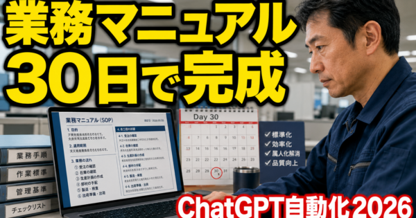 ChatGPTで『業務マニュアル・SOP』を30日で作る自動化フロー【製造業・事務職向け2026】