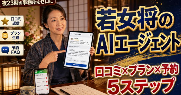 地方旅館の口コミ返信・プラン生成・予約AIエージェント実装ロードマップ ─ 若女将の5ステップと実プロンプト3本【2026年版】