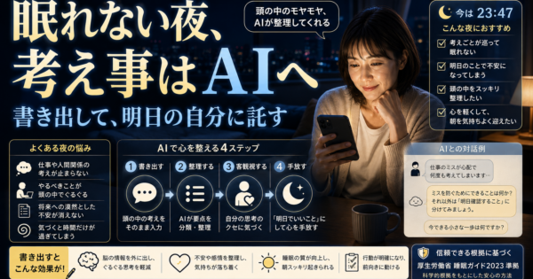 夏の夜、考え事で眠れない人へ｜AIに\”預ける\”整理術【2026】
