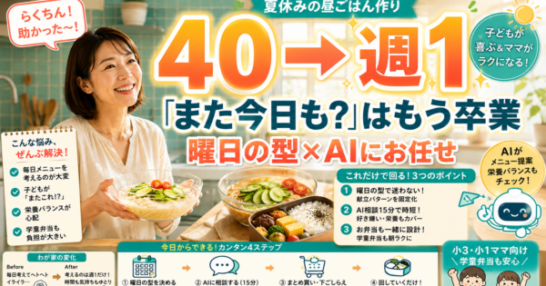 夏休み昼ごはんは毎日悩まない。週1で決め切るAI活用法【2026】