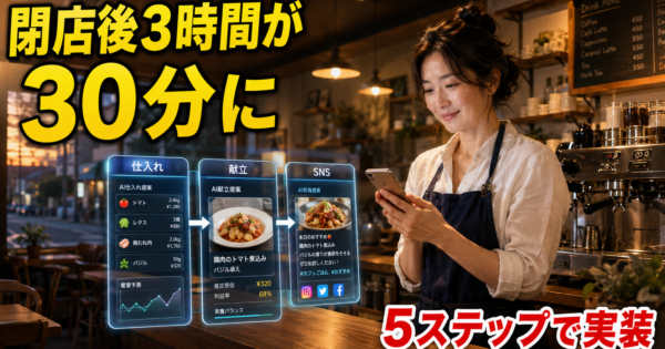 個人カフェ×AIエージェント ─ 『仕入れ→献立→SNS発信』をオーナーが明日から使える5ステップ実装ロードマップ＋実プロンプト3本【2026年5月版】