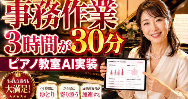 個人ピアノ教室の『生徒管理→発表会準備→保護者連絡』AIエージェント ─ 教室経営者が明日から使える5ステップ実装ロードマップ＋実プロンプト3本【2026年5月版】