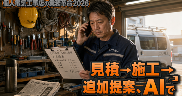 街の電気工事店の『見積→施工管理→追加提案』AIエージェント完全ガイド【個人事業2026】