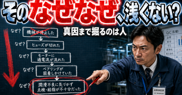 そのなぜなぜ、「作業者の確認不足」で止まっていませんか——AIの是正報告書ドラフトを真因まで深掘りする品質担当の検証術【製造業2026】