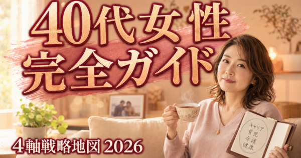 【40代女性 × AI 完全ガイド 2026】育児・介護・PMS・キャリア再設計を1枚に統合する戦略地図