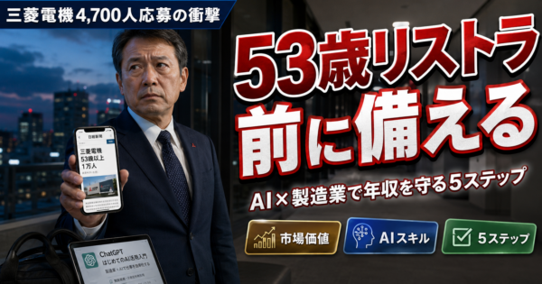 製造業50代の『53歳リストラ』前に備える ─ 三菱電機の黒字リストラから学ぶAI×現場スキルで年収を守る5ステップ準備ガイド【2026年5月版】