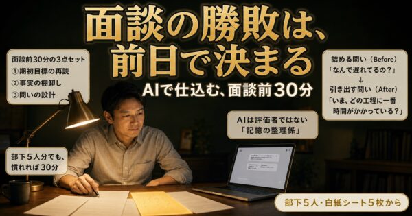 中間面談の目標・進捗確認｜AIで“面談前30分”を仕込む準備術【2026】