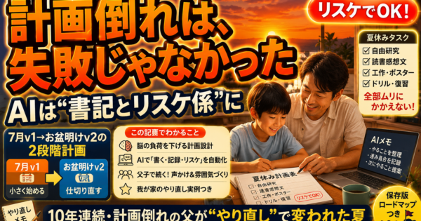 夏休みの宿題計画×AI｜計画倒れを立て直す親の伴走術【2026】