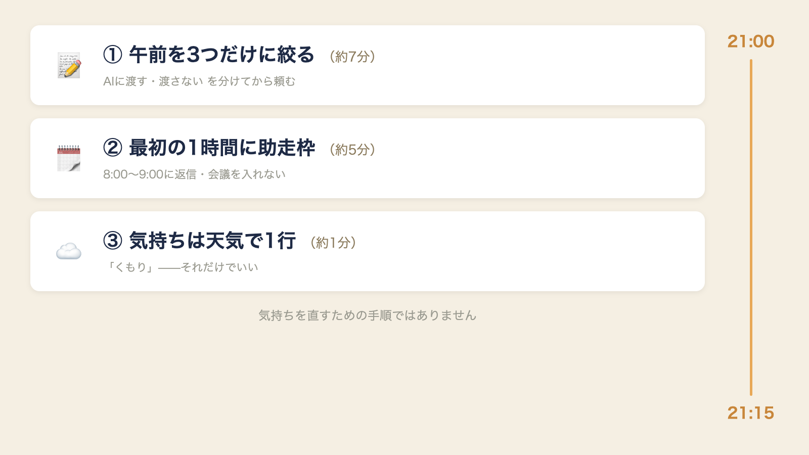 図1:前夜15分の3点セット