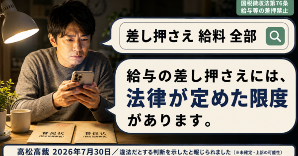 給与の差し押さえは違法？高松高裁判決を当事者目線でAI解説【2026】